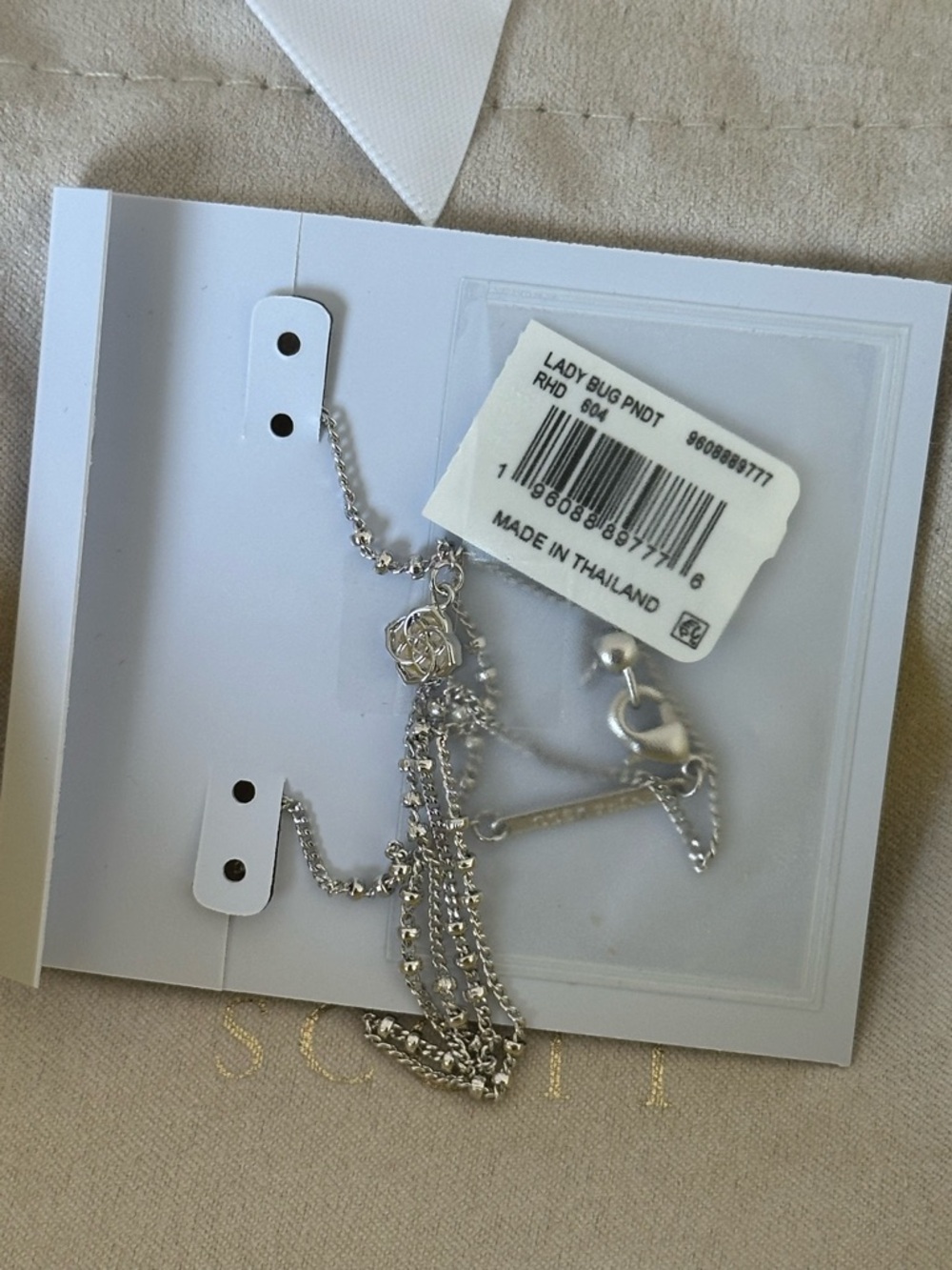 NWT Kendra Scott Reversible Red Ladybug Silver Pendant Necklace - Picture 9 of 9
